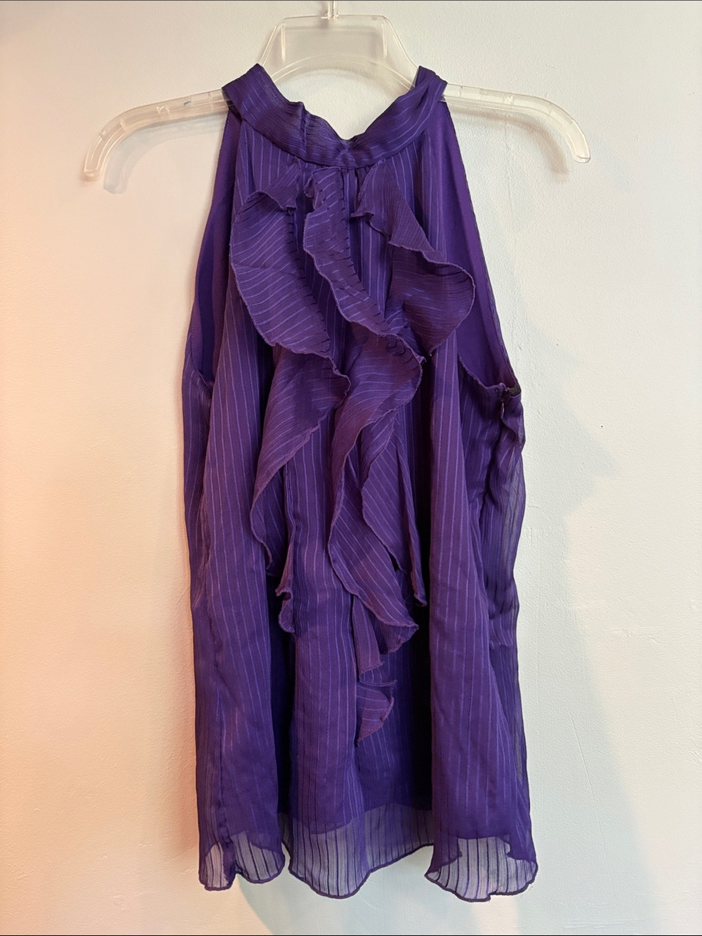 Byer California Purple Halter Ruffle Blouse